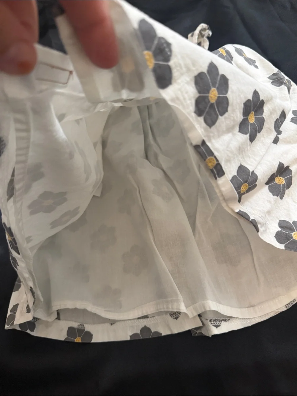 Robeez White Sundress Set with Gray & Yellow Floral Print Matching Diaper Cover